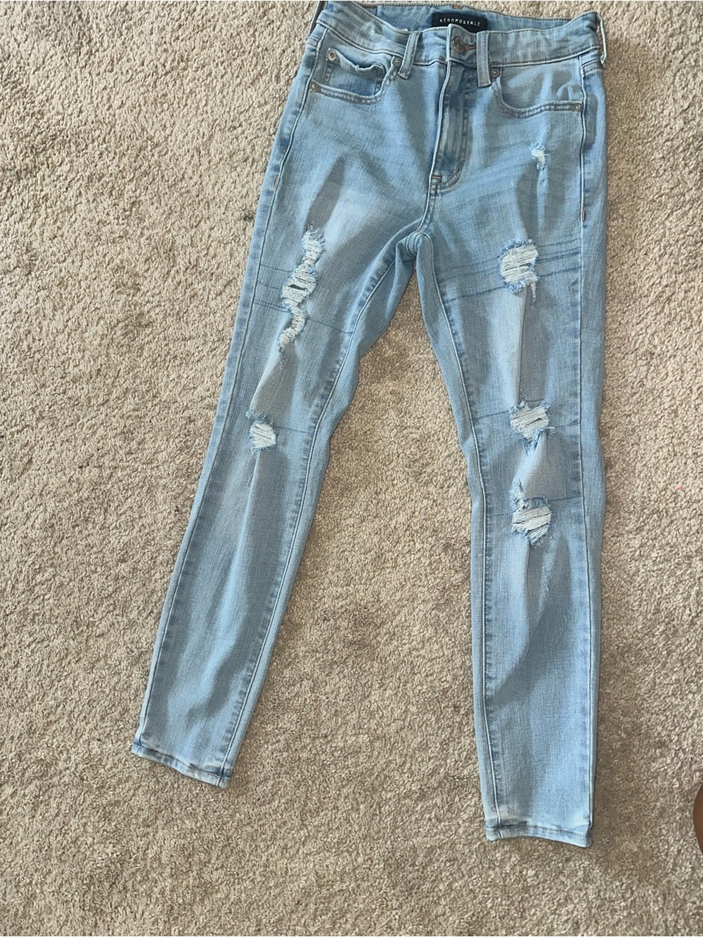 Aeropostale Light Blue Ripped Skinny Jeans